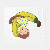 パジャマで眠るサル フリースブランケット (正面(横))