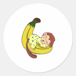 パジャマで眠るサル ラウンドシール