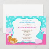 パジャマとパンケーキの誕生日招待状 招待状 (正面/裏面)