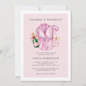 パジャマとプロセッコのブライダルシャワーの招待 サンキューカード (正面)