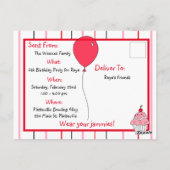 パジャマとボーリングガールズ誕生日パーティー招待状 ポストカード (裏面)