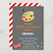 パジャマと絵画の誕生日招待状 招待状 (正面/裏面)