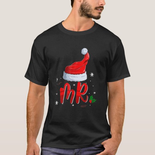 パジャマにマッチするミスター・アンド・ミセス・クロースのクリスマスカップル Tシャツ (正面)