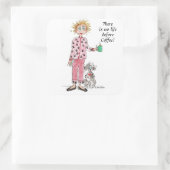 パジャマに住む女性はコーヒー色のスケッチを必要とする スクエアシール (バッグ)