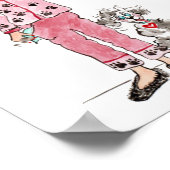 パジャマに住む女性はコーヒー色のスケッチを必要とする ポスター (角)