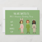 パジャマのかわいいスランバーのお誕生日パーティー 招待状 (正面)