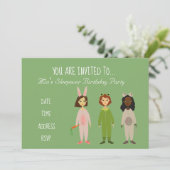 パジャマのかわいいスランバーのお誕生日パーティー 招待状 (スタンド正面)