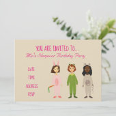 パジャマのかわいい眠りのsleepoverの誕生会 招待状 (スタンド正面)