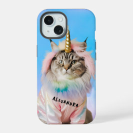 パジャマのかわいい魔法の猫 iPhone 15ケース