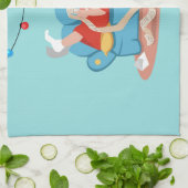 パジャマのソファのサンタクロース キッチンタオル (折り畳み)