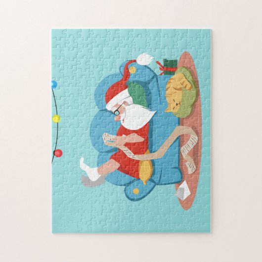 パジャマのソファのサンタクロース ジグソーパズル (縦)