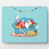 パジャマのソファのサンタクロース フォトプラーク (正面)