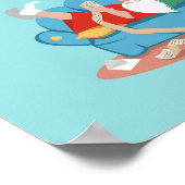 パジャマのソファのサンタクロース ポスター (角)