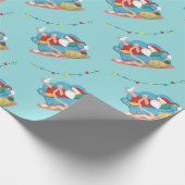 パジャマのソファのサンタクロース ラッピングペーパー (角)