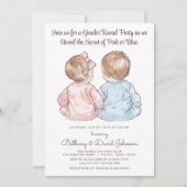 パジャマのチャーミングな赤ちゃんの性別発表パーティー 招待状 (正面)