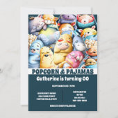 パジャマのポップコーンの漫画の動物は眠っている 招待状 (正面)