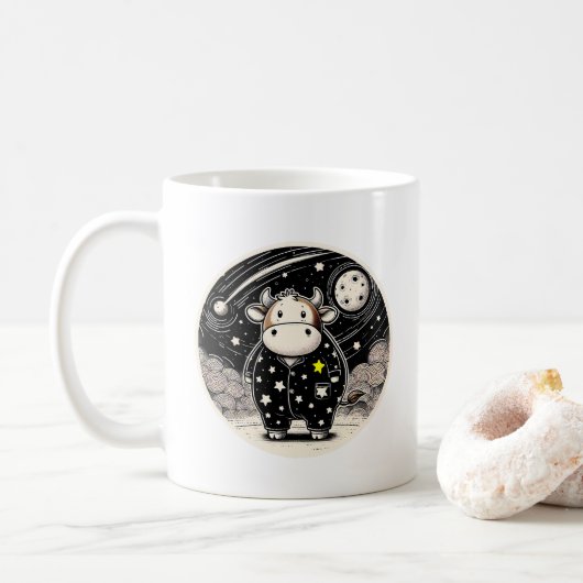 パジャマの太った牛 コーヒーマグカップ (ドーナツ)