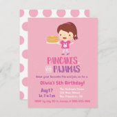 パジャマの誕生日パーティーでパンケーキと少女 招待状 (正面/裏面)