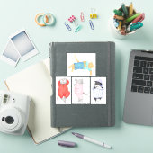 パジャマの4匹のネコ 6"X6" ビニールステッカー シール (iPadカバー)