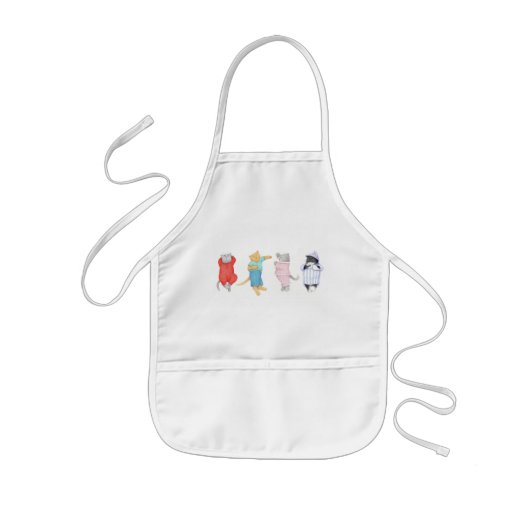 パジャマの4匹の子猫 キッズエプロン 子供用エプロン (正面)