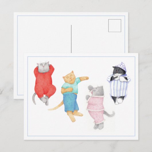 パジャマの4猫はがき ポストカード (正面/裏面)