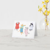 パジャマの4猫ノートカード カード (黄色い花)