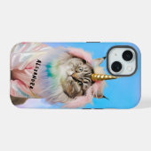 パジャマを着たかわいい魔法の猫 iPhone 15ケース (裏面横)