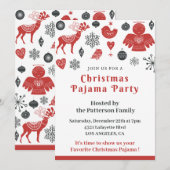 パジャマクリスマス招待状かわいいイラストレーション 招待状 (正面/裏面)