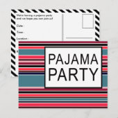 パジャマストライプのパーティー インビテーションポストカード (正面/裏面)