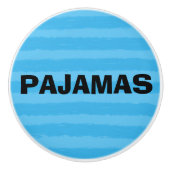 パジャマスブルーウォーター色のストライプ セラミックノブ (正面)