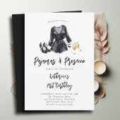 パジャマスプロセッコPJパーティーブラックシック21st誕生日 招待状