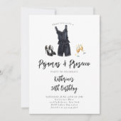 パジャマスプロセッコPJパーティーブラックシック30th誕生日 招待状 (正面)