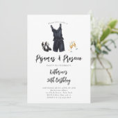 パジャマスプロセッコPJパーティーブラックシック30th誕生日 招待状 (スタンド正面)