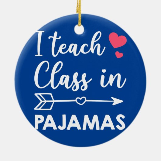 パジャマス教えホームスクーおもしろいル母で授業 セラミックオーナメント (裏面)