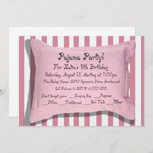 パジャマパーティの招待状 招待状 (正面/裏面)
