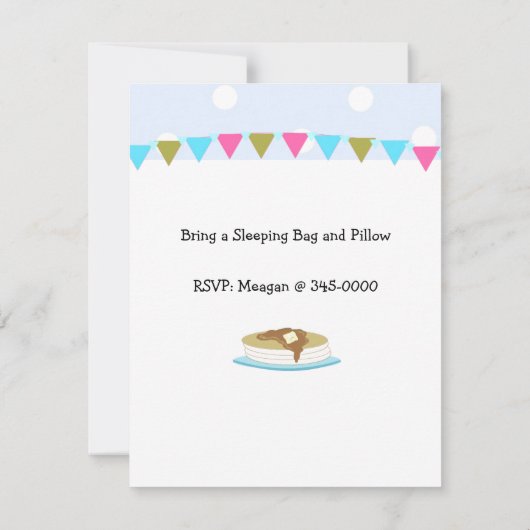 パジャマパーティーとパンケーキ朝食 招待状 (裏面)