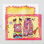 パジャマパーティーのご招待 招待状 (正面/裏面)