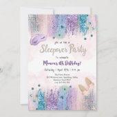 パジャマパーティーのティーン誕生日会 招待状 (正面)