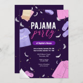 パジャマパーティーの女の子の招待状 招待状 (正面/裏面)