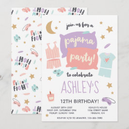 パジャマパーティーの女の子の誕生日パーティー、どんな年齢でも 招待状