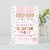 パジャマパーティーの女の子の誕生日招待状。 招待状 (スタンド正面)