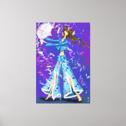 パジャマパーティーガールキャンバスプリントピローファイト – おもしろい キャンバスプリント (正面)