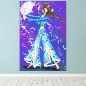 パジャマパーティーガールキャンバスプリントピローファイト – おもしろい キャンバスプリント (インサイチュ (ウッドフロア))