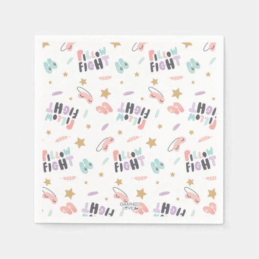 パジャマパーティーガールズアレゲハッピーバースデーパーティー スタンダードカクテルナプキン (正面)