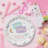 パジャマパーティーガールズアレゲハッピーバースデーパーティー ペーパープレート (パーティー)