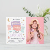 パジャマパーティーガールズエイジフォトバースデーパーティー 招待状 (スタンド正面)