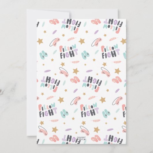 パジャマパーティーガールズ誕生日パーティー、任意の年齢 招待状 (裏面)