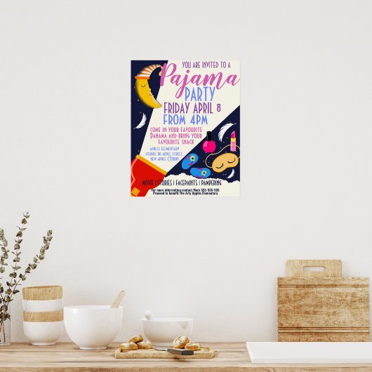 パジャマパーティースクール資金集めチラシとポスター ポスター (キッチン)