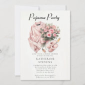 パジャマパーティースランバーバラシャンパンブライダルシャワー 招待状 (正面)
