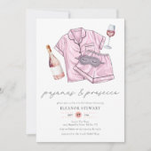 パジャマパーティースランバーPJプロセッコブライダルシャワー 招待状 (正面)